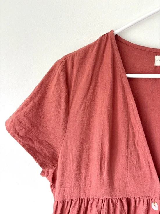 Natural Life Avery Midi Dress Button Front Rust Pink Boho Flowy Cottagecore - Picture 6 of 11